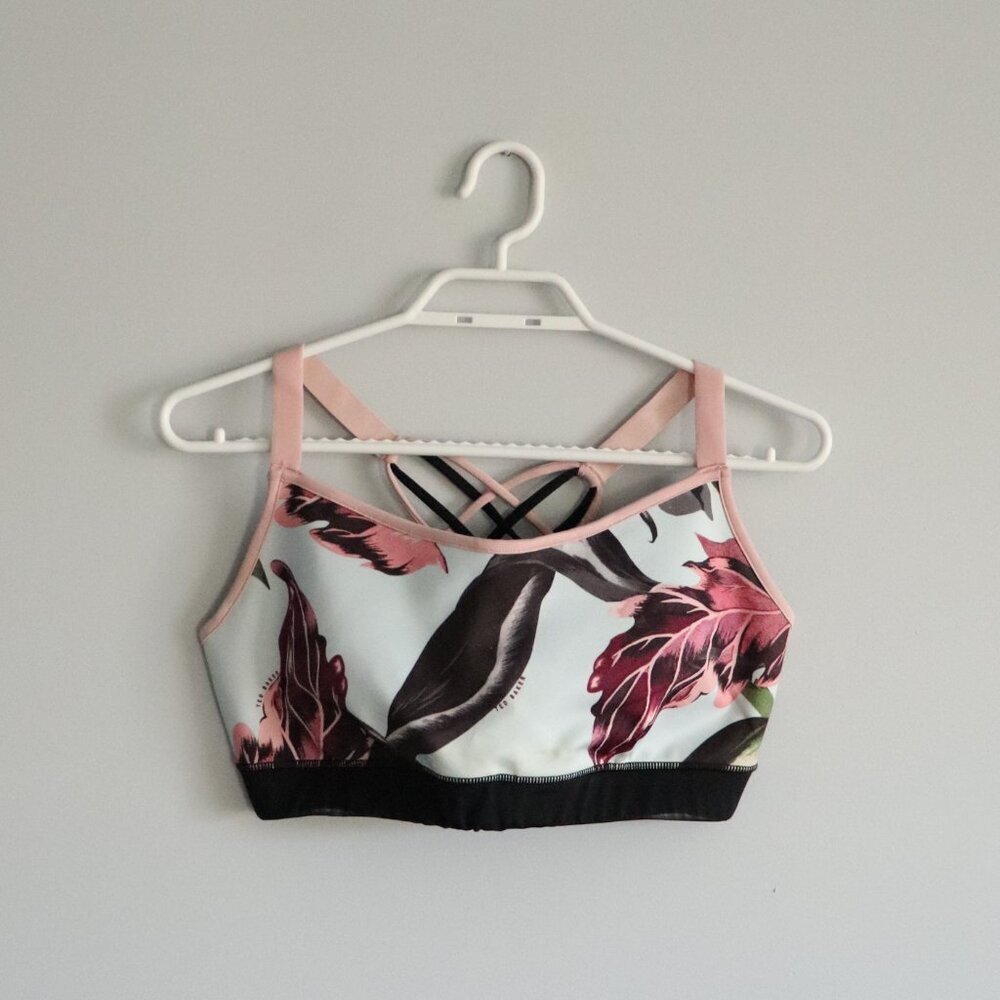 Ted Baker London Women's Sz M Floral Sleeveless Activewear Stretch Sports‎ Bra
